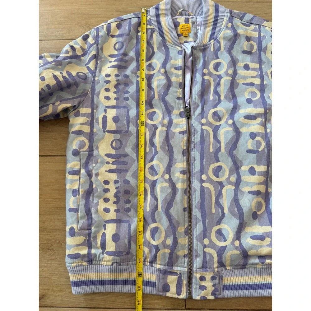Banks Journal Studio Mens Abstract Print Bomber‎ Jacket Lavender Blue Size M